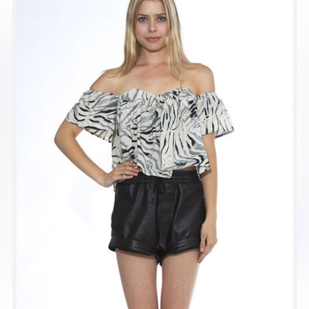 Stone Cold Fox holy tube corset Blue and Cream abstract Print Blouse